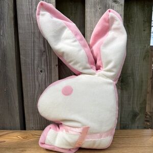 Playboy Bunny Rabbit Head Vtg Y2K Pink & White Accent Pillow Decor - READ